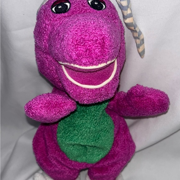 Barney Purple Dinosaur Beanie Plush 10” Bedtime Night Cap Lamb Slippers Vintage - Picture 1 of 9
